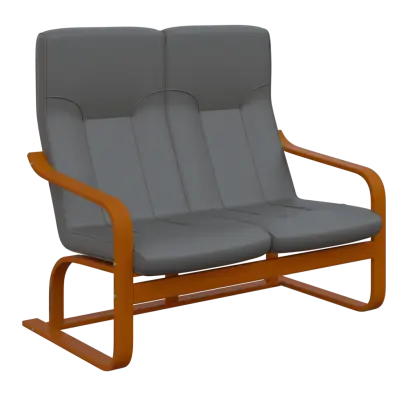 BO - 2 dvojkřeslo, dřevěná kostra, moření třešeň, koženka OTO SA 2, tmavě šedá